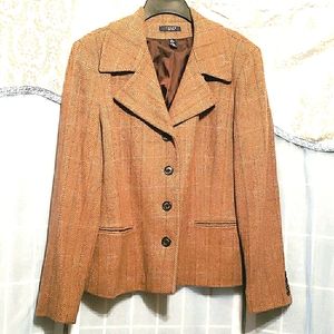 CHAPS WOOL BLEND HERRINGBONE JACKET BROWN/TAN SZ XL